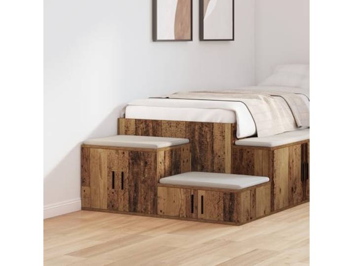 HEFZGDB Rustikaler Beistellschrank Altholz Vintage Nachttisch 108x41x40 cm Holzwerkstoff mit Stauraum und robuster Bauweise für Schlafzimmer
