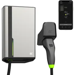 GreenCell, Elektroauto Ladestation, Green Cell EVGC021A2275 Ladestation für Elektrofahrzeuge Grau Aluminium Wand 3 Eingebautes Display L (Typ 2, 22 kW, 32 A)
