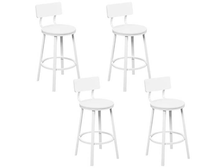 Tabouret de Bar Lot de 4 - WOLTU Tabouret Cuisine - Métal et MDF - Blanc W0ATT0882-4