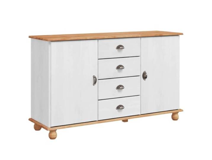 GHVBNMF Sideboard Massivholz Kiefer Anrichte Kommode 133,5x40x79 cm Vielseitiger Schrank aus Kiefern-Massivholz mit 4 Schubladen und 2 Türen für Ordnung in Wohnzimmer und Esszimmer.