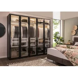 MAISON Kleiderschrank Miami 153 x 220 cm Glas Schwarz