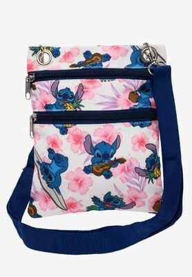 Women's Stitch Passport Bag Travel Crossbody Purse Pink White by Disney in Pink