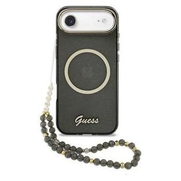 Guess IML Glitter Script Strap MagSafe Back Cover für iPhone Air Schwarz (GUHMP17M5HTGSMSK)