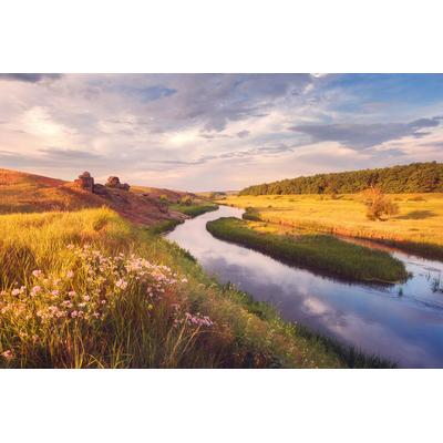 Fototapete PAPERMOON "Fluss durch Landschaft", bunt, B:2,5m L:1,86m, Vlies, Tapeten