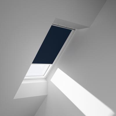 Verdunklungsrollo VELUX "DKL MK12 1100SWL", blau (dunkelblau, weiß), MK12, stufenlos positionierbar, Aluminium, Polyester, Rollos, Verdunklungsrollo, weiße Führungsschienen & Griffleiste