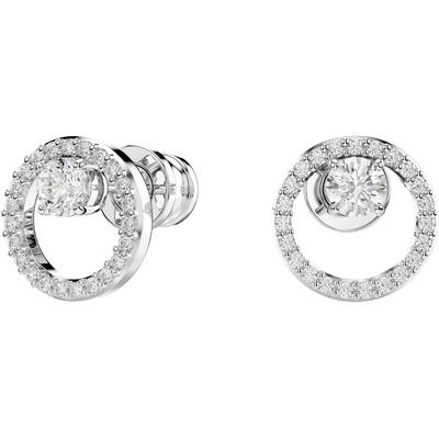 Paar Ohrstecker SWAROVSKI "Constella Pavé", silber (metallfarben, kristallweiß, kristallweiß), Ohrringe, Damen, 10,2mm, Metall, mit Swarovski Zirkonia (synth.)