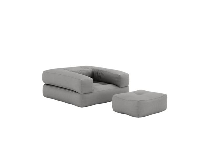 Matelas futon et pouf 2 en 1 CUBE gris 90x190