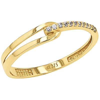 Fingerring AMOR "2037452/-53/-54/-55" Gr. 58, gold (gelbgoldfarben, kristallweiß), Fingerringe, Damen, 58, Gelbgold 375, 0,8mm, Fingerring, mit Zirkonia (synth.)