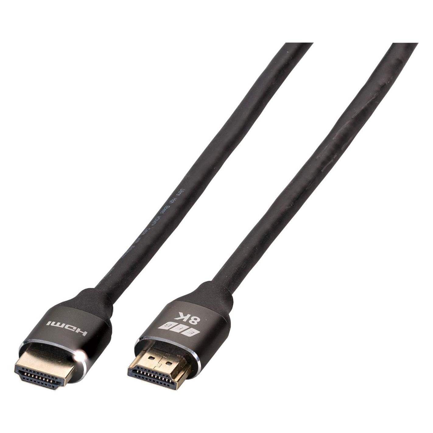EFB Elektronik Ultra HighSpeed HDMI+ Kabel with Ethernet 8K60Hz A-A St-St, Premium Aluminium Stecker, 2m, schwarz (2 m) (K5440HQSW.2)