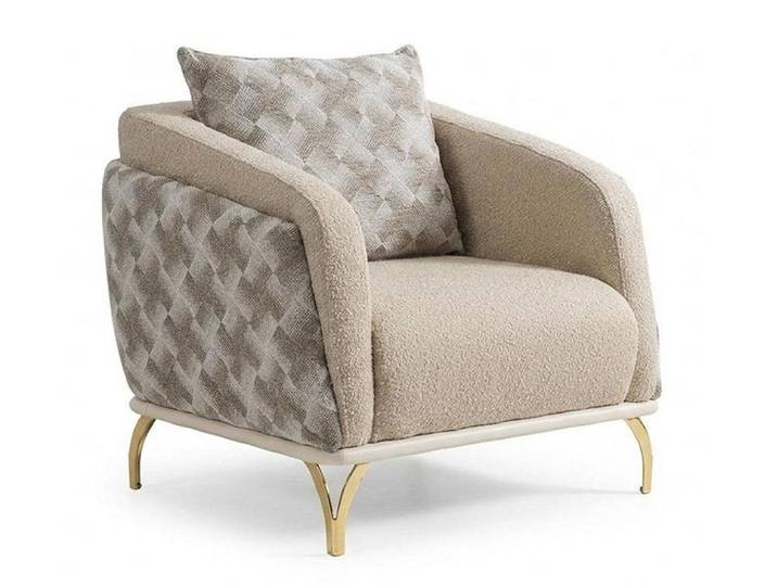 Xlmoebel Loungesessel Moderner Loungesessel Beige Goldfüßen Luxus Sessel Wohnzimmer