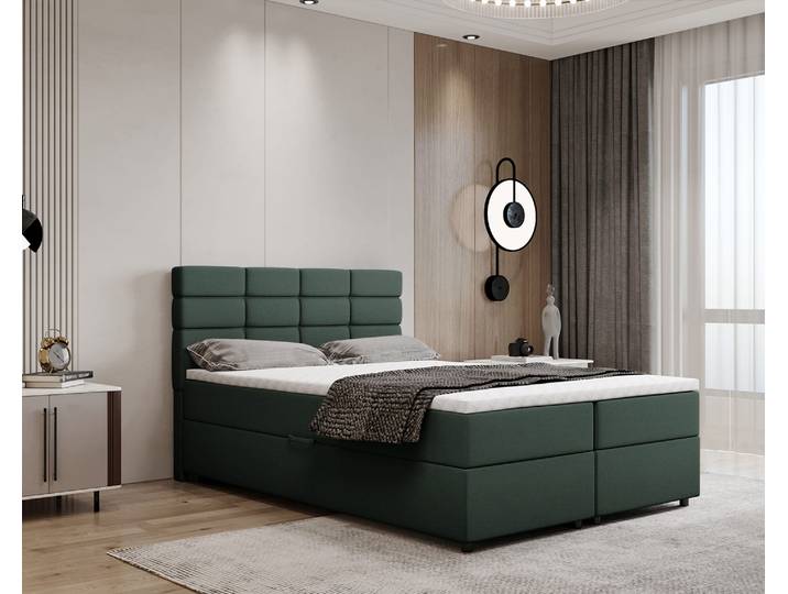 REVE Boxspringbett 140x200 Stoff Grün - faro 7