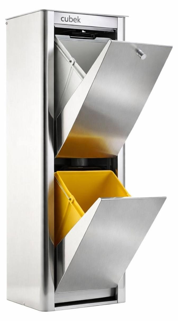 DON HIERRO - Mülltrennsystem 40 L aus Edelstahl mit 2 Fächern 2 x 20 L CUBEK