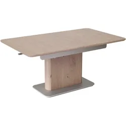 FUNKTIONSTISCH Caryn höhenverstellbar und ausziehbar 120x70x54 Couchtisch massiv Wildeiche Bianco