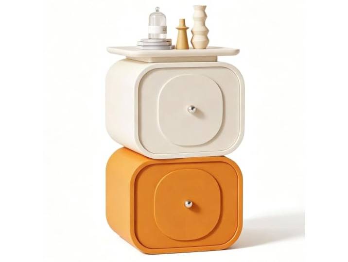 Drehbarer Nachttisch Tisch mit schmalen Kanten Kleine Räume 360° Drehbar Dekoratives Möbelstück Keine Montage Erforderlich Für Wohn- Und Schlafzimmer(Orange,40cm/16in)