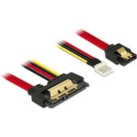 Adapterkabel SATA 7Pin + Floppy 4Pin > SATA 22Pin schwarz/rot, 30cm, 22Pin-Stecker gerade