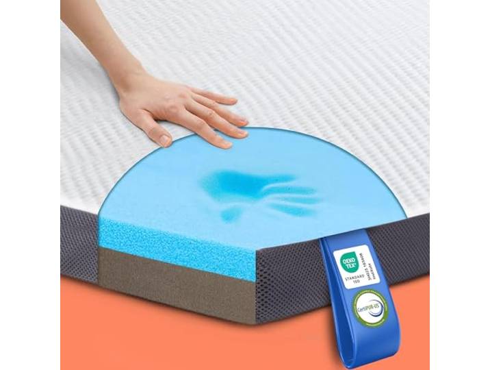 MKS Gel Topper 220x200 Matratzentopper Gelschaum H3 H4 2-in-1 Wendbar eine Seite fest, eine weich – einfach drehen, für alle Schlaftypen, luftige Mesh-Seiten, druckentlastend