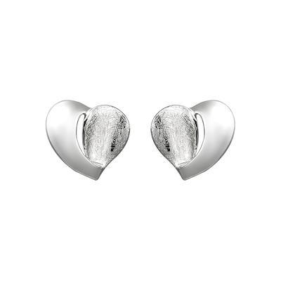 Paar Ohrstecker JOBO "Herz", silber (silber 925), Ohrringe, Damen, Silber 925 (Sterlingsilber), 925 Silber eismatt