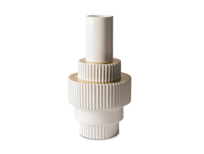 Handgefertigte Design Vase „Gear“ Weiss, Gold Pols Potten