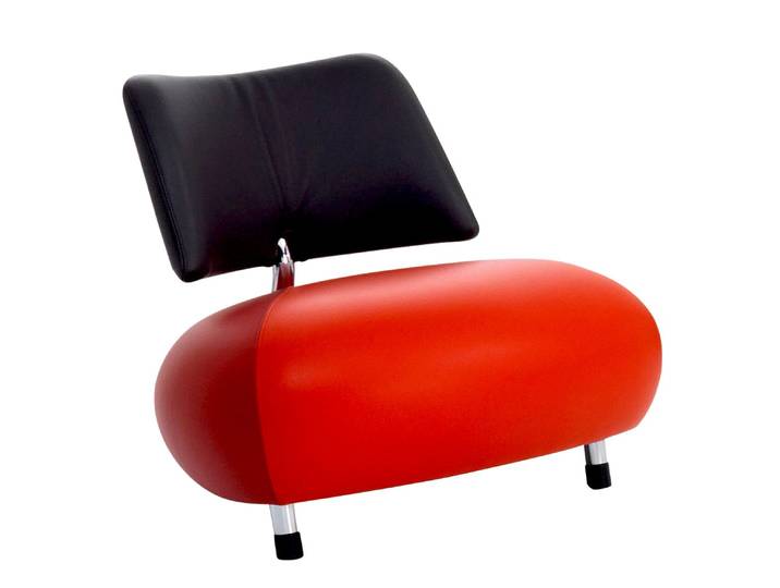 Leolux Sessel PALLONE, rot/ schwarz, Leder