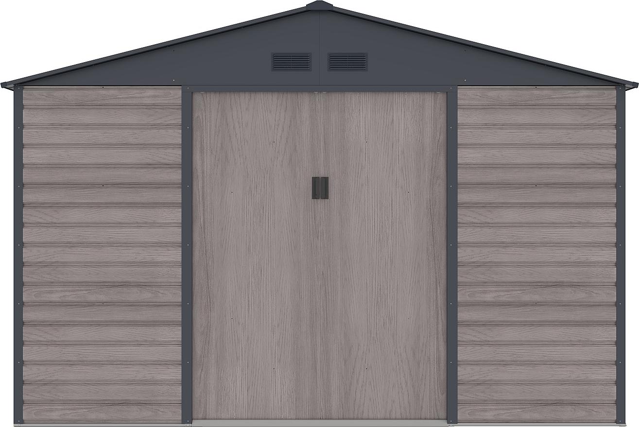 Gartenhaus Gerätehaus - 13,12 m² - Stahl - Holz-Optik - Grau - ADELMO
