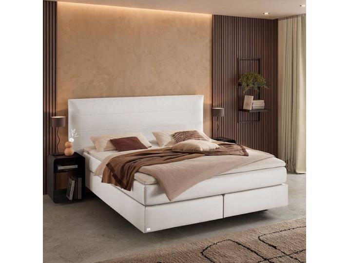 Boxspringbett Oleron Kunstleder 140x200cm TTF-Box Härtegrad: H2 Weiß modern