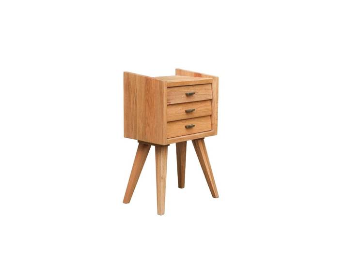 Chevet en chêne style scandinave, 2 tiroirs beige