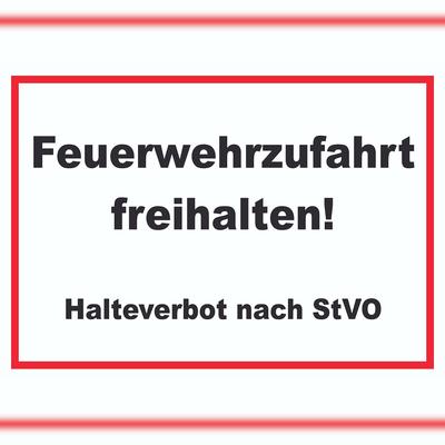 HB-Druck Feuerwehrzufahrt freihalten Halteverbot nach StVO Schild A0 Rückseite selbstklebend