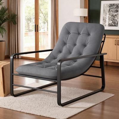 Polyester Sherpa Accent Chair with Square Contours and High-Density Sponge and Metal Frame