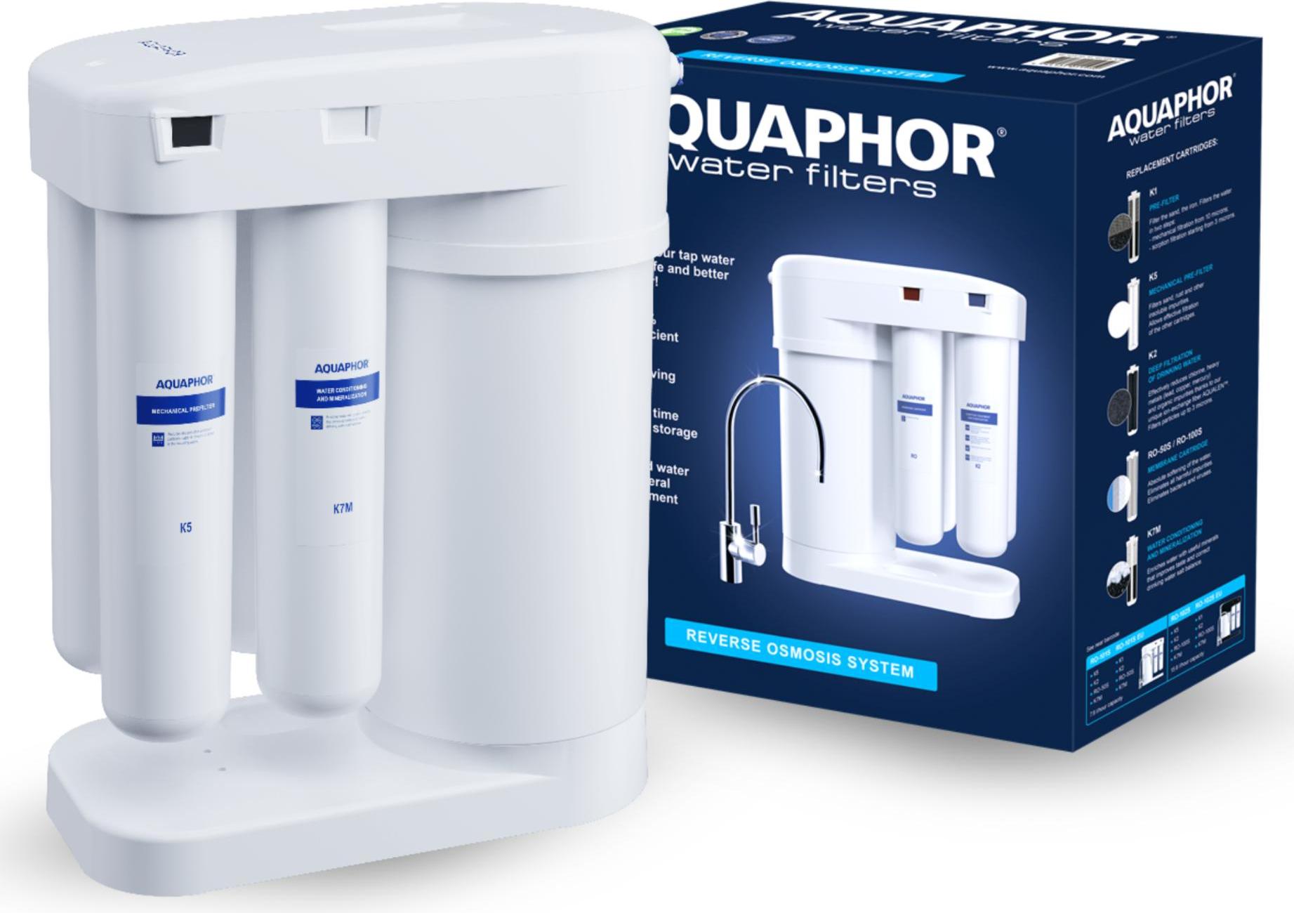 Aquaphor Morion 101S RO Trinkwasserfilter-Set + RETRO 2 3-Wege-Küchenarmatur - CHROM