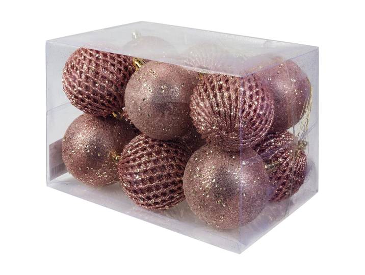 Weihnachtskugeln COCON rosa 12 Stk. 8cm - Weihnachtskugeln 12er-Set