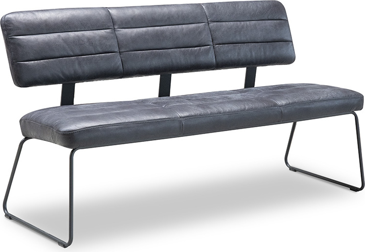 Maddy Bank 4-Sitzer Esszimmerbank Leder Schwarz
