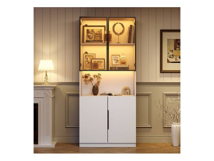 OKWISH Vitrine Vitrine mit LED-Leuchten (Packung, 1-St., mit Glastüren, Vitrine mit LED-Leuchten) mit Glastüren, Vitrine mit LED-Leuchten