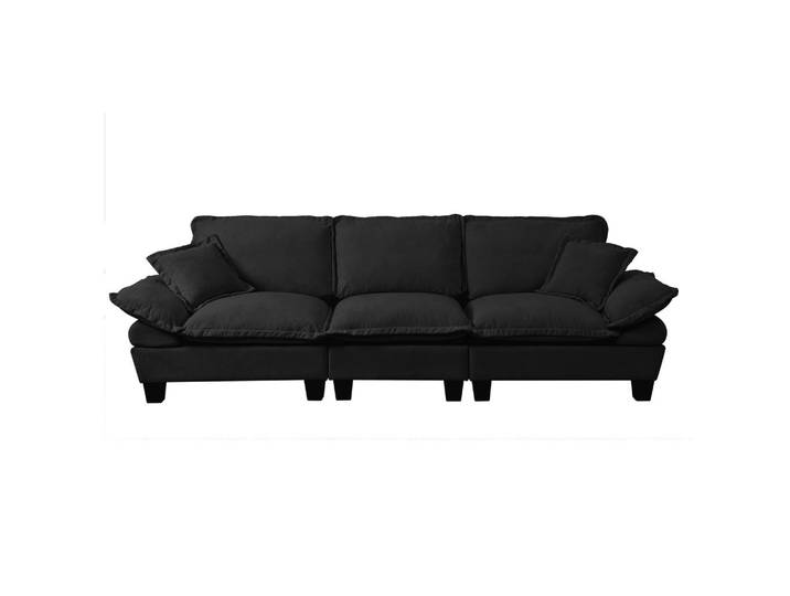 Oxeza Ecksofa 264/85/90 cm Schwarz mit gebogenen Armlehnen, Mode, Rechteckig, 263x82 cm, Wohnzimmer, Sofas & Couches, Wohnlandschaften, Ecksofas