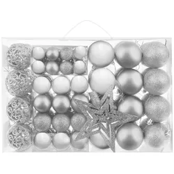 Weihnachtsbaumkugeln Set Silber 4 Sorten