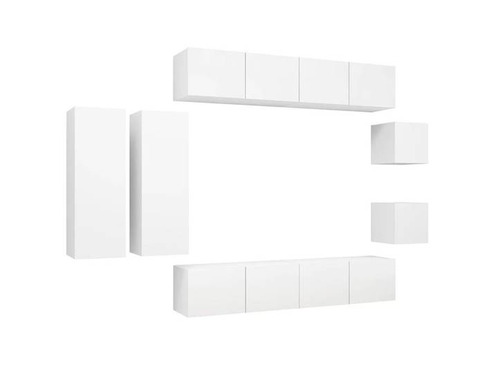 furnicato TV-Schrank 8-tlg. TV-Schrank-Set Weiß Holzwerkstoff (8-St)