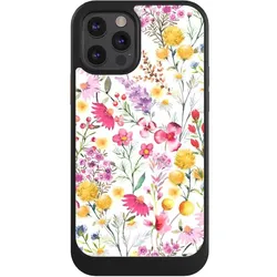 Nivocase Hülle für Apple iPhone 12 Pro Handyhülle NIVOcore Case Schwarz Blumen Frühling Muster (Apple iPhone 12 Pro), Smartphone Hülle, Schwarz