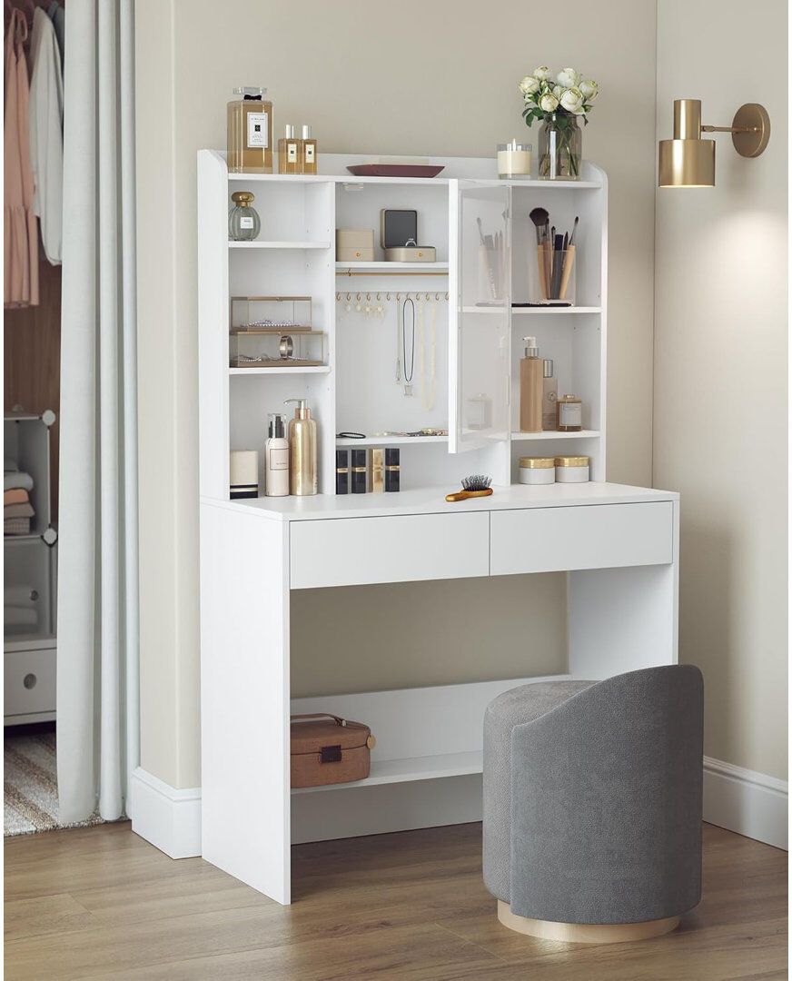 Metro Seraphina Dressing Table with Mirror White 144.7cm H X 90cm W X 40cm D