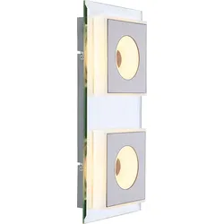 Wandleuchte LED modern indirektes Licht Wohnzimmer Wandlampe Flur und Treppenhaus, verspiegelt, nickel matt Acryl satiniert, 2x 6W 245lm 3000K, LxBxH 33x16x5 cm