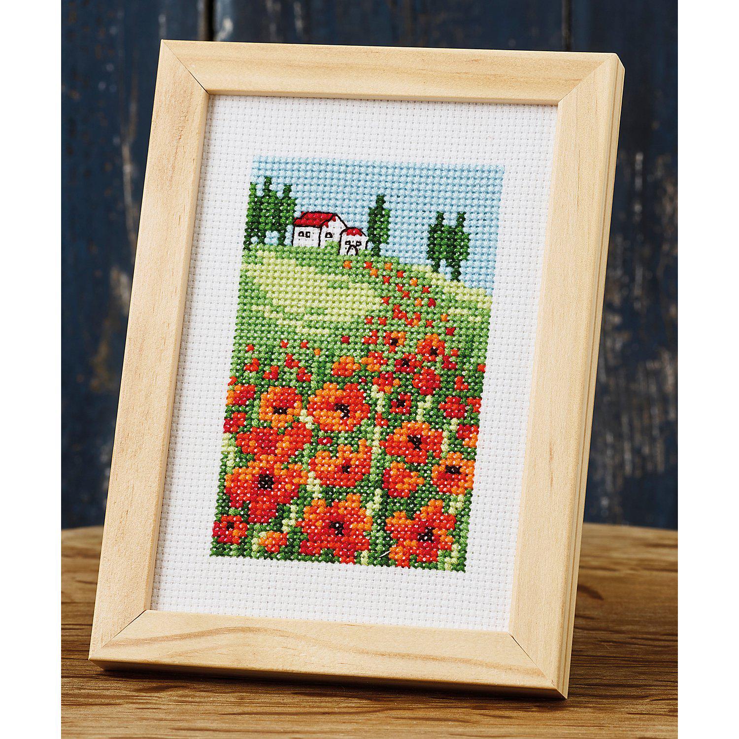 Stickbild "Mohnblumen", 10 x 15 cm