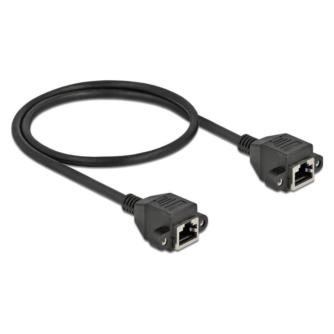 Delock Netzwerk Verlängerungskabel S/FTP RJ45 Buchse zu RJ45 Buchse Cat.6A 50 cm schwarz (S/FTP, CAT6a, 0.50 m) (87008)