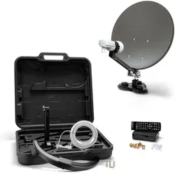 XORO MCA 38 HD Set – Camping SAT-Anlage mit 38.5 cm Antenne, Satfinder, DVB-S2 Receiver & Koffer