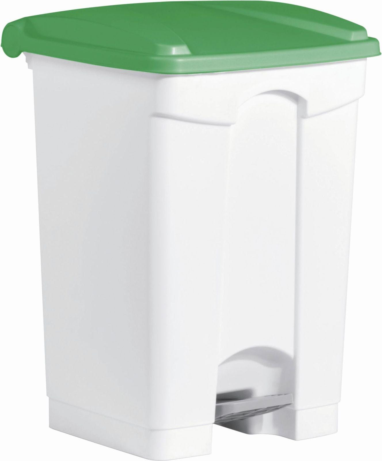 Helit Vuilnisbak met pedaal, 45 liter, wit/groen