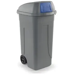 Mülleimer Orgavente Bloom-Push grau-blau 100 L aus Polypropylen