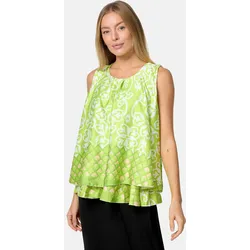 PM SELECTED Damen Blusentop Sommerlicher Sleeveless Overlay Satin Muster Top PM34