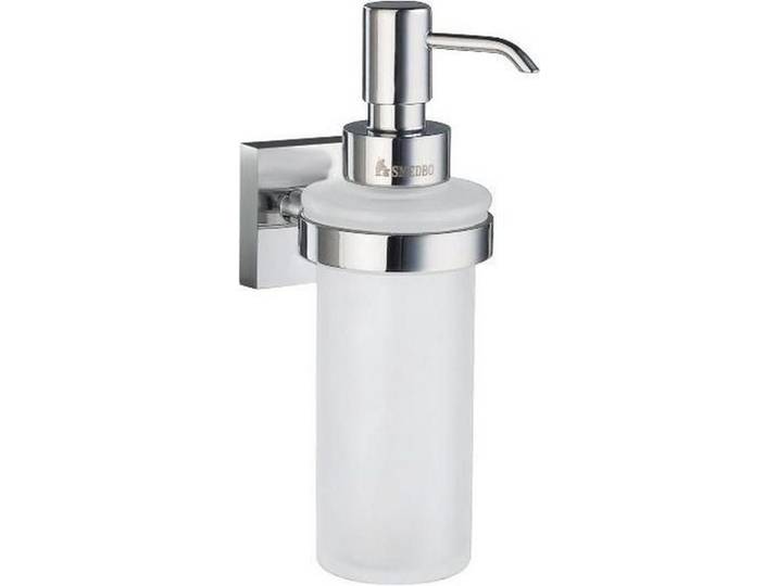 Seifenspender, Chromfarben, Metall, Glas, 6x18x8.4 cm, Wandbefestigung möglich, Metallpumpe, Badaccessoires, Badaccessoires-Serien