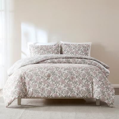 Lush Decor Zara Floral Block Misty Rose Reversible 3-Piece Comforter Set