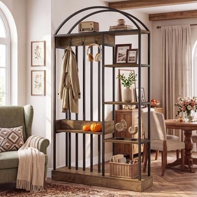 BLUEBELL "71"" Room Divider with Storage Shelves, Tall Wall Partition with Sturdy Metal Frame - 10.6""D x 70.9""W x 39.4""H"