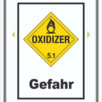 HB-Druck Schild Oxidierend wirkend Gefahr Oxidizer entzündend hochkant A6 (105x148mm)