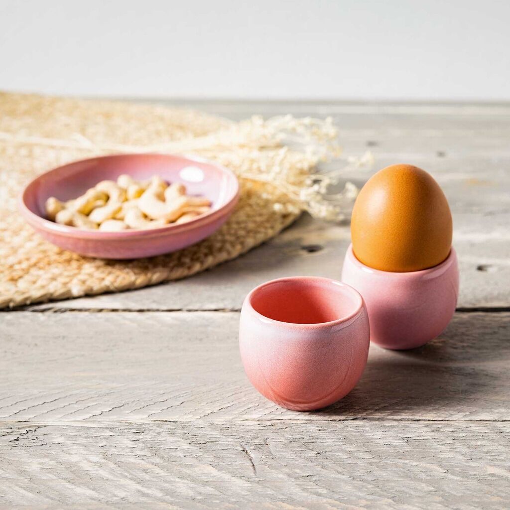 Eierbecher "Eierbecher Perlemor Home Coral 50 ml 2er Set rosa-rot", bunt (rosa, rot), Porzellan, LIKE. BY VILLEROY & BOCH, Eierbecher, Eierbecher