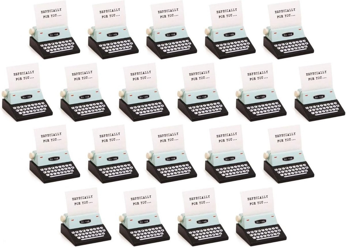 Set van 20 zwarte fotohouders in vintage typemachine design voor feesttafel decoratie